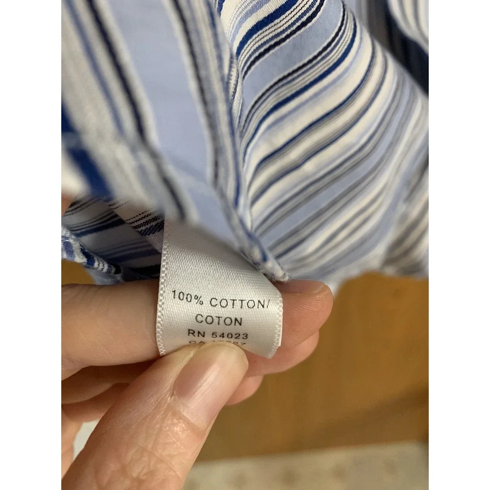 Banana Republic Men Button Down Size L Shirt Long Sleeves Stripes Blue
